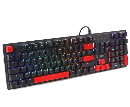 Клавиатура игровая A4Tech Bloody S-525-N BLMS Red Plus Switch USB RGB Fire Black - фото 2
