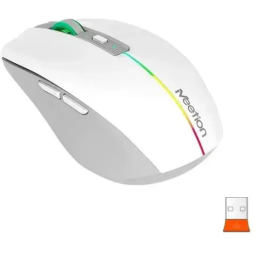Комп'ютерна миша Mееtion BTM002 RGB 1000-1200-1600 dpi 6 кнопок USB 2.4G бездротова ігрова біла - фото 2