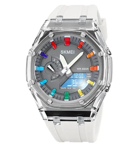 Наручний годинник чоловічий Skmei 2100 White Grey, 2100WTGY (18434) - фото 4