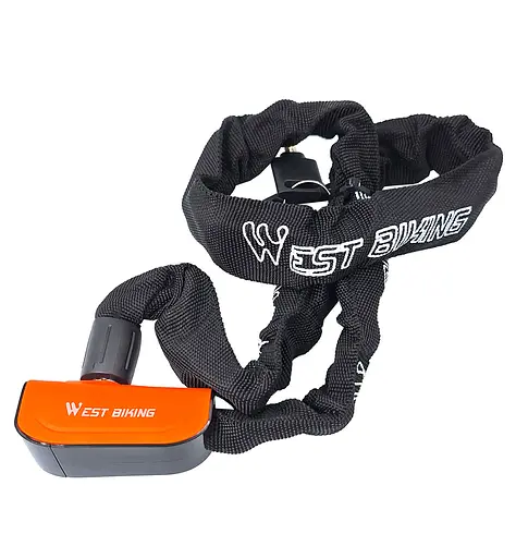 Велосипедний замок West Biking YP0705097 6 x 935 мм ланцюговий під ключ жовтогарячо-чорний (G0001853)