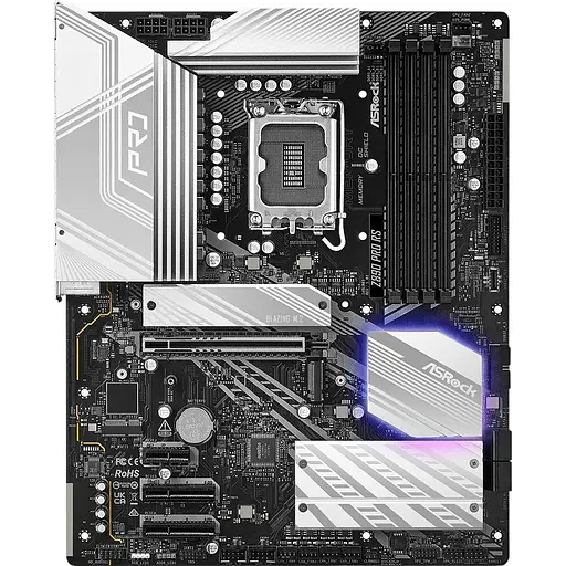Материнская плата AsRock Z890 PRO RS (1851/Z890, 4xDDR5, PCIex16, HDMI/DP/TB4, 4xSATA, 4xM.2, 2.5Glan, 7.1c, ATX)