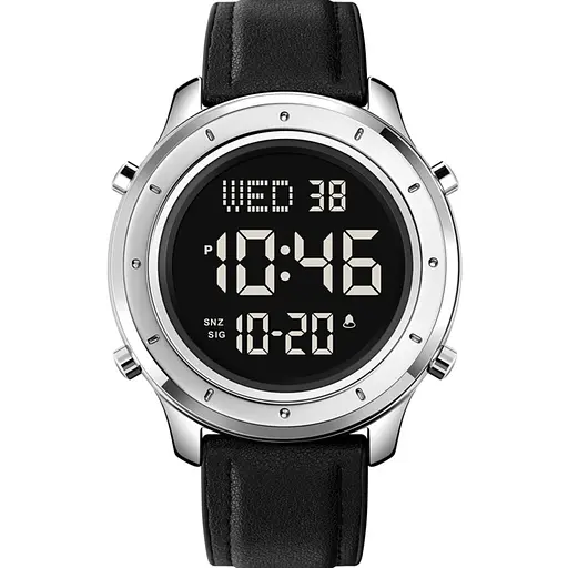 Skmei 1864LSIBK Silver-Black Leather