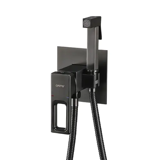 Набір гігієнічного душу прихованого монтажу Gappo G7217-9, Графітовий хром - фото 1