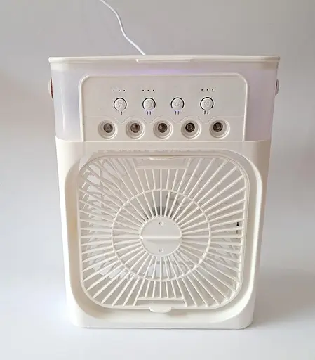 Аккумуляторный настольный вентилятор Crownberg CB-410 Ветродуйка с увлажнением и таймером 30Вт Белый - фото 3