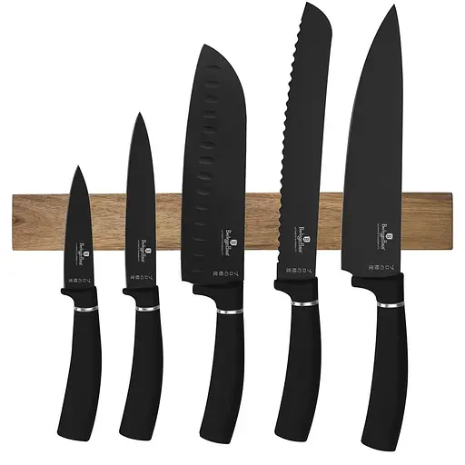 Набор ножей с магнитной планкой Berlinger Haus Black Silver Collection (BH-2885)