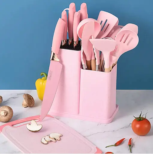 Набір кухонного приладдя Zepline ZP0102 силіконовий 19 предметів Рожевий - фото 3