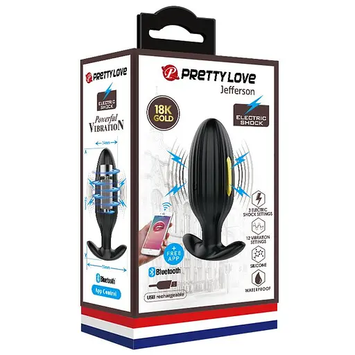 Анальна пробка Pretty Love Jefferson Electric Shock Stimulator 9.2 см (чорний) - фото 8