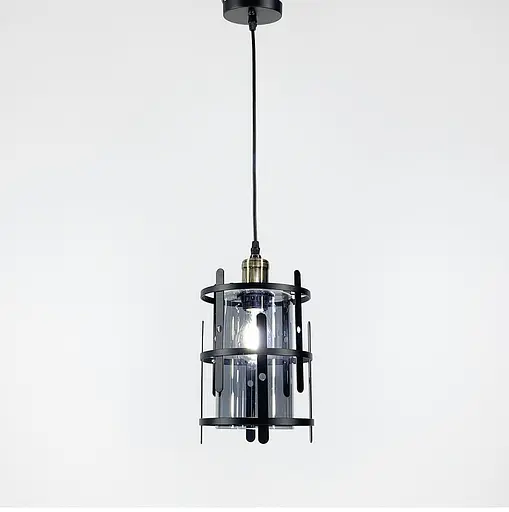 Вінтажний підвісний світильник у чорному каркасі Line.F Колір плафона Графітовий - фото 3