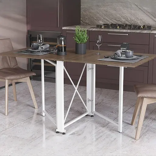 Стіл-книга трансформер Оріон 2 Ferrum-decor 750x1520x730 Білий метал ДСП Дуб Сонома Трюфель 16 мм (FRD-104594)