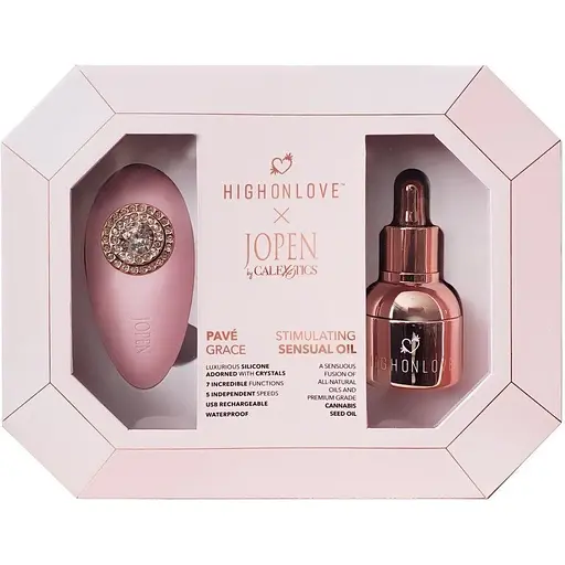 Подарунковий набір HighOnLove & Jopen: Objects of Desire краплі для клітора і вібратор з кристалами 