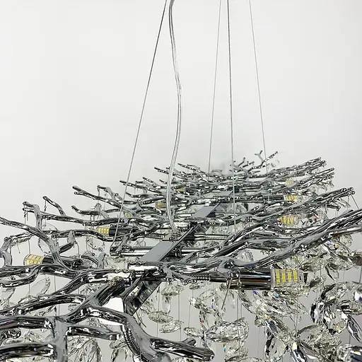 Видовжена срібна люстра DIAMINA з кришталевим камінням у корпусі 120 см | Арт. 33007-L1200*400 CH | Line F - фото 4