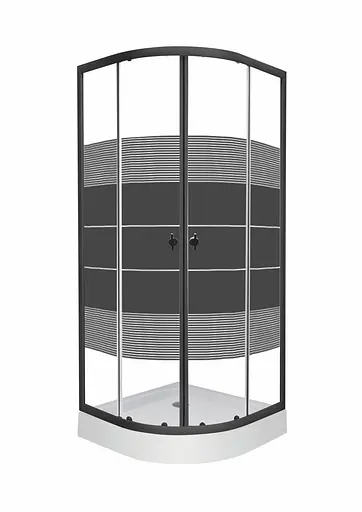 Душевая кабина угловая RJ Tulip 90x90 раздвижная стекло Linia 4 мм мелкий поддон black matt 90ВRZ081Linia, Черный матовый, интимато - фото 1