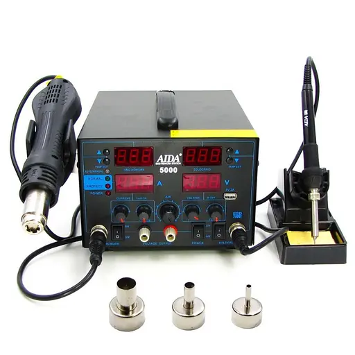Паяльная станция Aida 5000 фен, паяльник, блок питания 30V 5A, USB A 5V 2A, цифровая индикация - фото 8