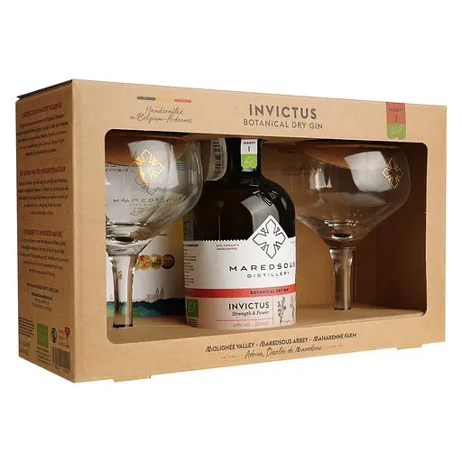 Джин Maredsous Distillery Invictus 40% 0.5 л з двома келихами в подарунковій упаковці