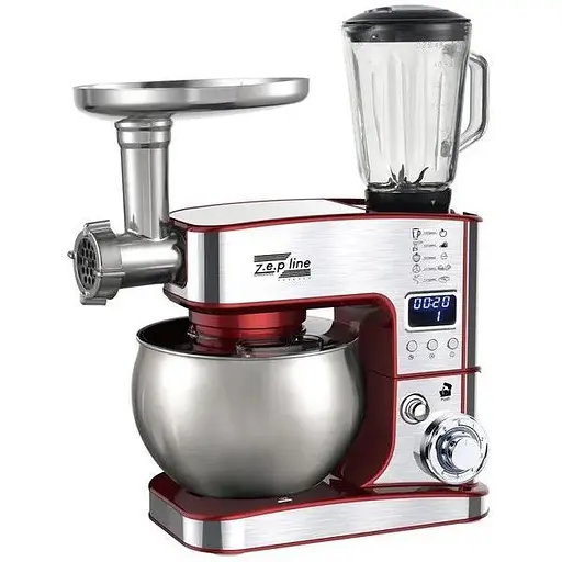 Кухонный комбайн Zepline ZP-135, 7в1, 6 режимов 4200Вт Красный/Серый - фото 1