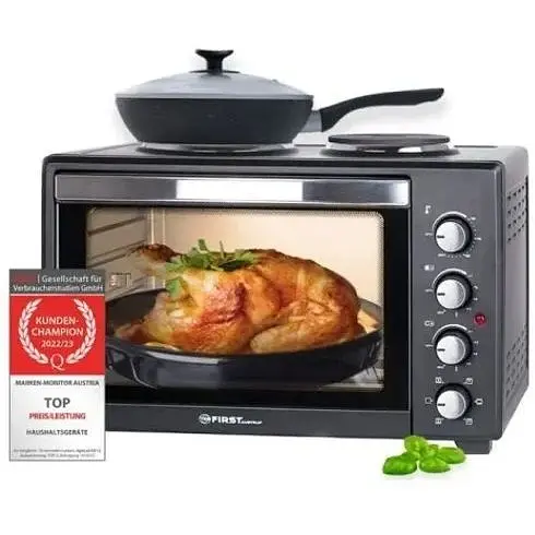 Электрическая печь First FA-5045-5 3400Вт 5 режимов 60 л с конфорками, конвекцией, вертелом, грилем и подсветкой - фото 3