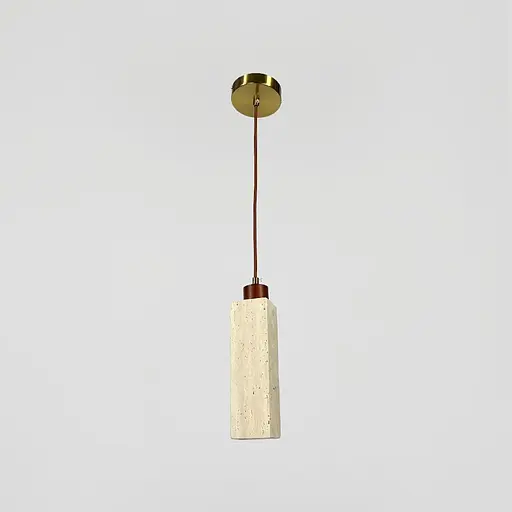 Світильник із підвісним травертиновим корпусом дерев'яною фурнітурою 6.5х6.5х28 см Line F ST003-65 x 230 - фото 2
