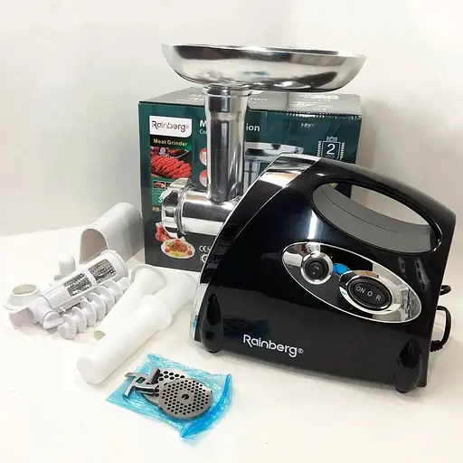 Электрическая мясорубка с реверсом Rainberg RB-675 мясорубка 3 в 1 соковыжималка, терка 3800 Вт Черный/Серый - фото 6