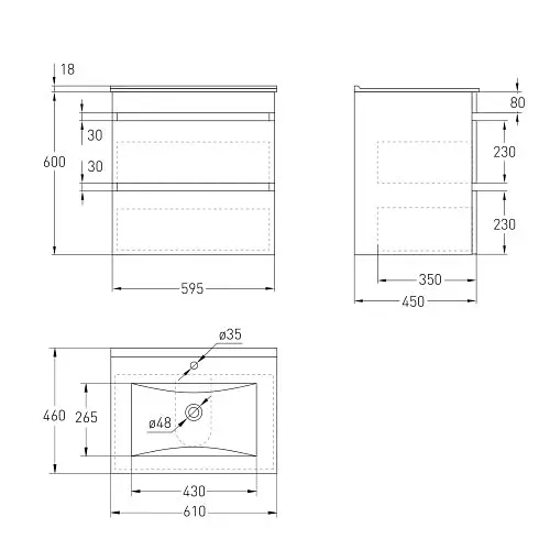 Тумба підвісна Imprese Vaclav з умивальником 60 см Білий u08506403FH Білий - фото 2