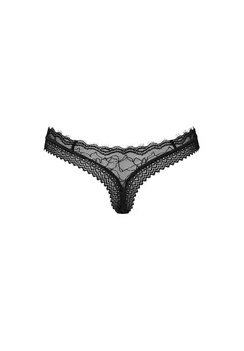 Эротические кружевные стринги Obsessive Medilla XS/S черный - фото 6