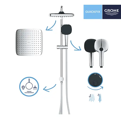 Душевая система Grohe QuickFix Vitalio Comfort 250 Cube 26698001, Хром - фото 6