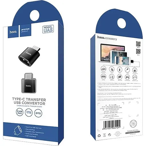 Перехідник Hoco UA5 Type-C to USB Black (64121) [78131] - фото 4