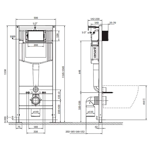 Комплект инсталляция Cersanit Aqua 50 QF + унитаз Cersanit City CleanOn с сиденьем Slim duraplast Soft Close S701-796 - фото 2