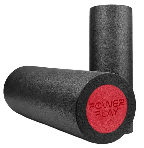 Масажний ролик (роллер) гладкий PowerPlay 4021 Fitness Roller Чорно-червоний (45x15 см) (PP_4021_Bl/Red_(45*15)) - фото 2