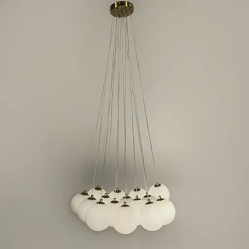 Люстра-пучок на 15 білих плафонів у латунному корпусі | Арт. MJ 201/15 AB+WT | Line F - фото 7