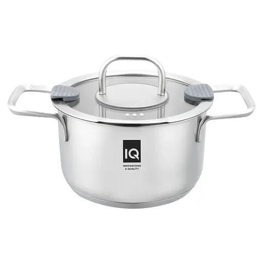 Кастрюля IQ Be Creative 20 см 3.5 л с крышкой серебристая (IQ-2050-20) - фото 1