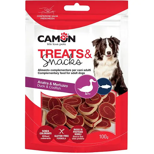 Ласощі для собак Camon м'ясні суші роли з качкою та тріскою 100 г
