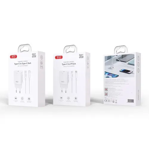 Мережевий зарядний пристрій XO L131 PD30W 1USB-C Fast Charging with Lightning cable Білий - фото 4