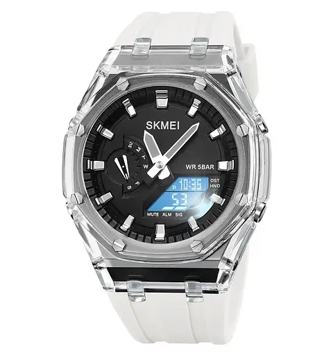 Наручний годинник чоловічий Skmei 2100 White Black, 2100WTBK (18435) - фото 3