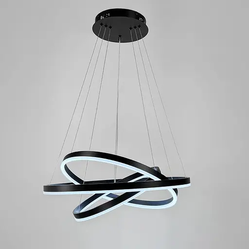 Подвесная люстра в черном корпусе на три кольца 60, 50 и 40 см Ст. MJ 93-600+500+400 BK Line F - фото 6