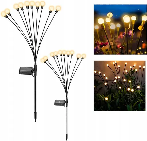 Lеd-світильники Sun Lamp на сонячниx батареях вуличні 10LED 70 см 2 шт - фото 2