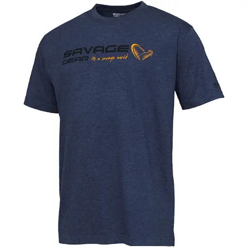 Футболка Savage Gear Signature Logo T-Shirt XXL Blue melange - фото 1