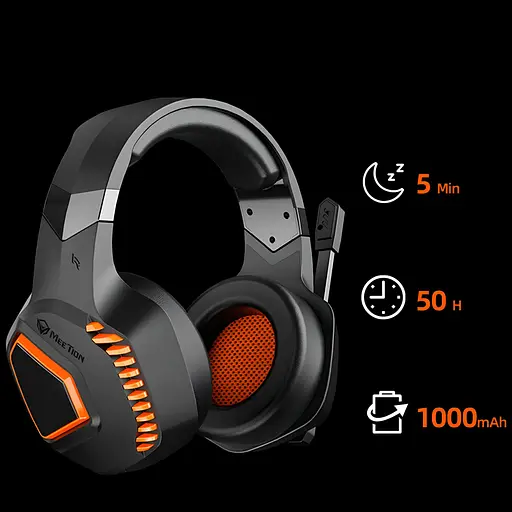 Беспроводные игровые наушники с микрофоном HiFi MEETION BTH014 черные - фото 3