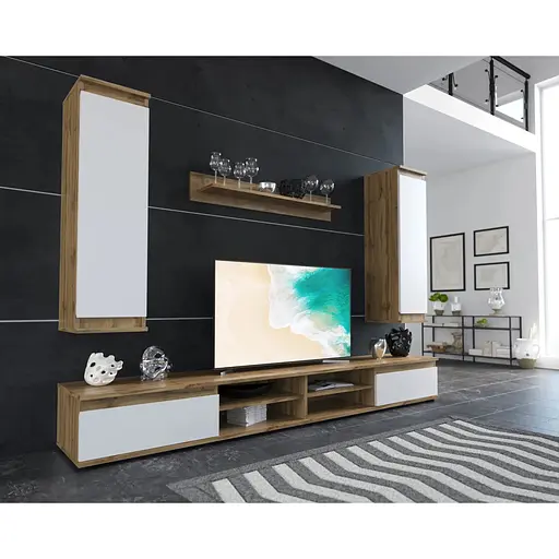 Модульная стенка для гостиной Гербор Люсия 220 Дуб тахо + Нимфея Альба (GRB-1913) - фото 2