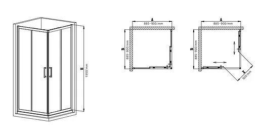 Душевая кабина без поддона Mixxus Premium Diverse SC02-90x90x195-TR Black прозрачное стекло 5 мм MI6862, Черный матовый, Универсальная, прозрачная - фото 2