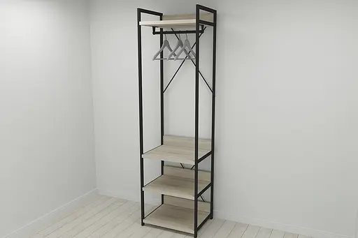 Шафа Гардероб Уні секція 3 серії Конект Ferrum-decor 220x60x50см Чорний метал ДСП Дуб Сонома 32 мм (FRD-104525) - фото 5