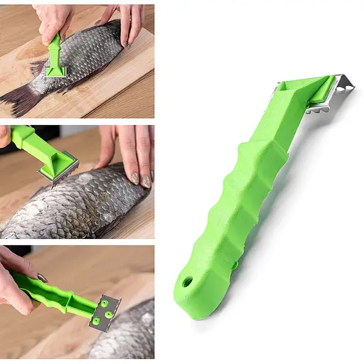 Рибочистка шкребок для рибної луски із пластиковою ручкою 15.5 см, Kitchette Салатовий 83651 - фото 3