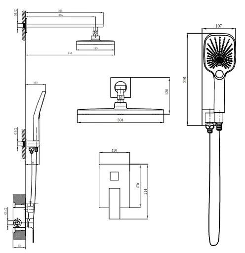 Душевая система для душа Qtap Gemini скрытого монтажа QTGEM113CRM45696 - фото 13