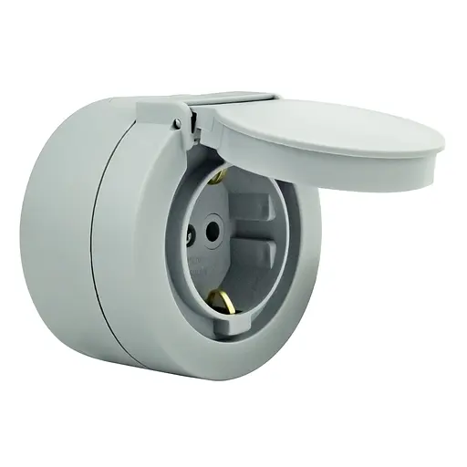 Розетка Ovivo Electric xOne с заземлением и серой крышкой - фото 2