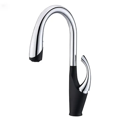 Cмеситель для кухни с выдвижным изливом черный "Лебедь" Nett SWB-435 Черный - фото 1