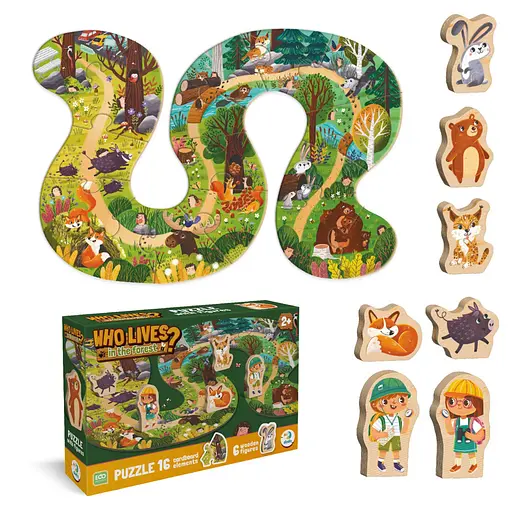 Детский пазл с деревянными фигурками "Кто живет в лесу?" DoDo Toys 300608, 16 элементов - фото 2