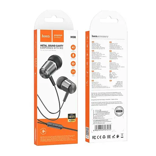 Наушники Hoco Spring металл универсальные earphones with mic M108 - фото 3