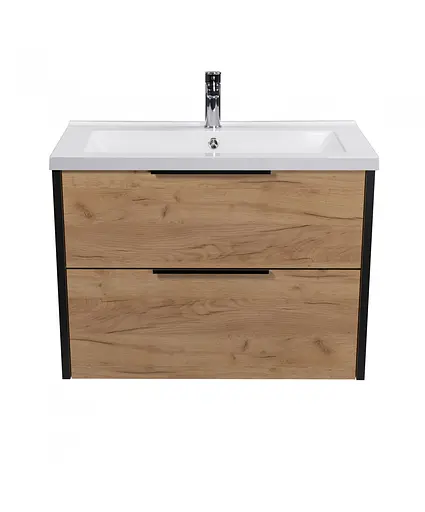 Тумба Мойдодир Line Craft 80 з умивальником Cosmo 80 дуб крафт/Чорний - фото 6