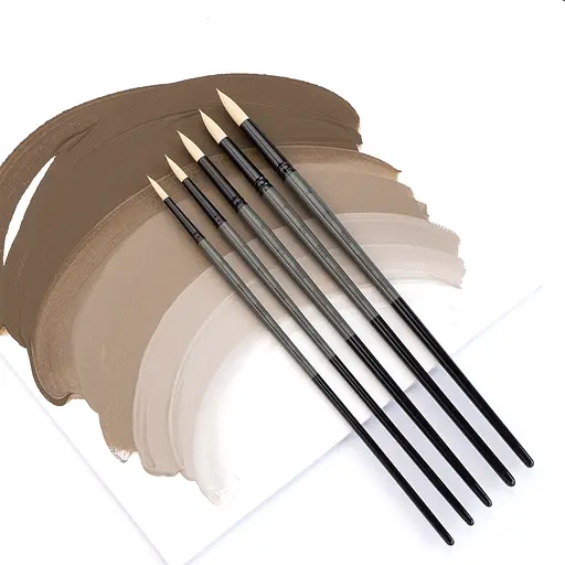 Пензель синтетика кругла TERRA 1608R №000 довга ручка Rosa - фото 4