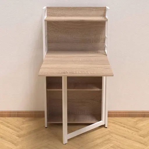 Стіл книжка з етажеркою Практик 1 Ferrum-decor 1200x640x990 Білий метал ДСП Дуб Сонома 16 мм (FRD-104621)