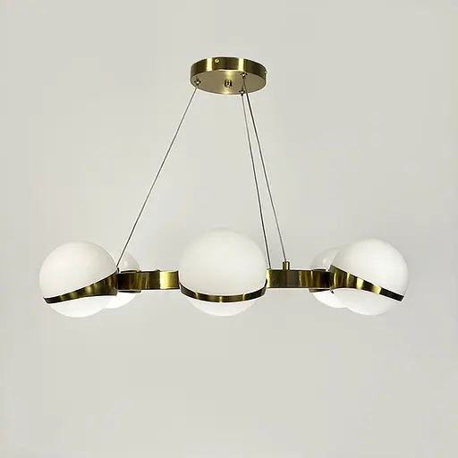 Элегантная латунная кольцевая люстра на 6 плафонов Ø 65 см | Ст. SG 51/6 AB+WT | Line F - фото 2